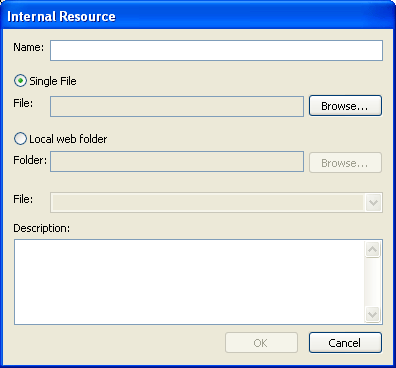 Internal Resource dialog box