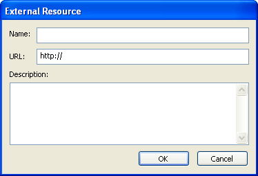 External Resource dialog box