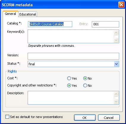 SCORM Metadata General