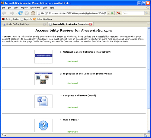 Accessibility Test Results