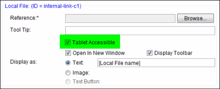 Add Item dialog box - Indicating tablet accessibility