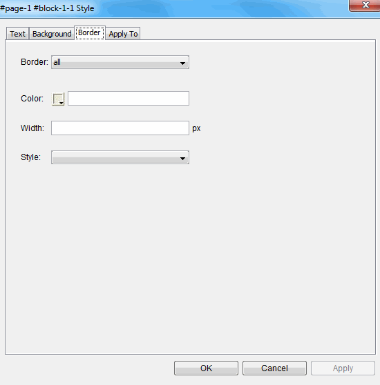 Style Editor window with Border Tab selected