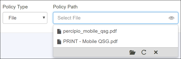 Policy type and policy path fields