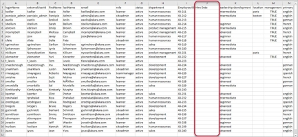  Hire Date user attribute column in spreadsheet