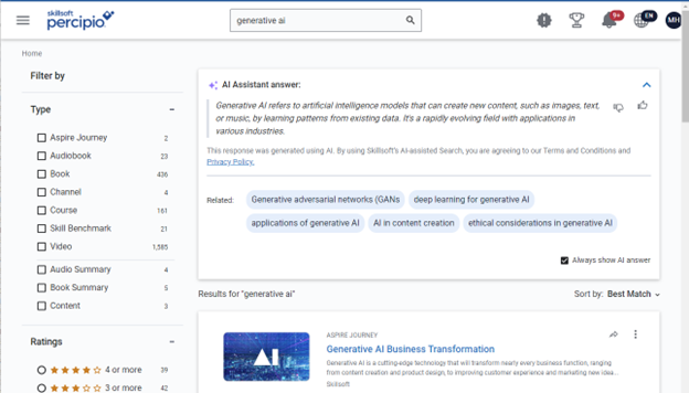 Percipio search results for generative ai.