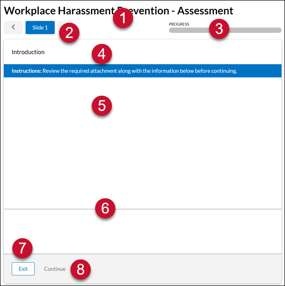 Screenshot of question with the following player controls numbered.