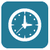 white clock on blue background