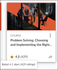 Screenshot of a course card, showing its rating.