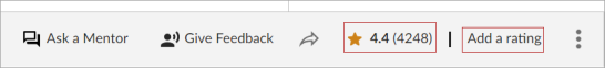 Screenshot of the rating and add a rating buttons in a piece of content.