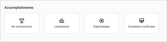 Screenshot of the Accomplishments section on the My Learning page.