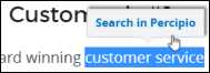 Screenshot of highlighted text with a search in Percipio button above it.
