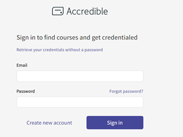 Accredible sign in page