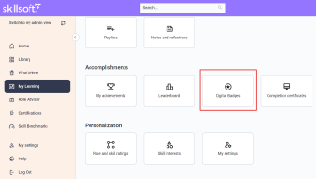 Screenshot of My Learning page