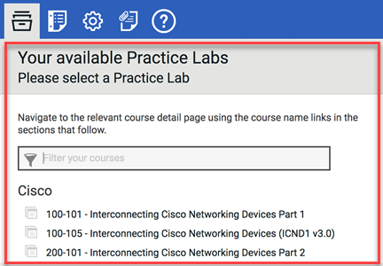 Screenshot of left navigation tab with the field to filter your courses.