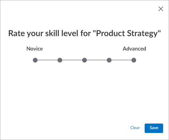 Screenshot of the pop-up for adding a skill rating.