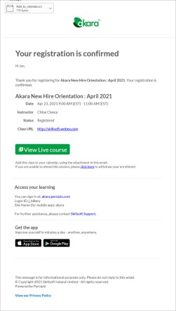 Registration confirmation email