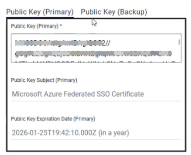 Public key (backup) tab