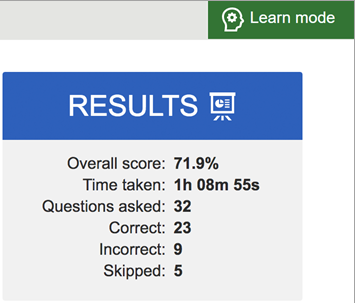 Results field on the final report page.