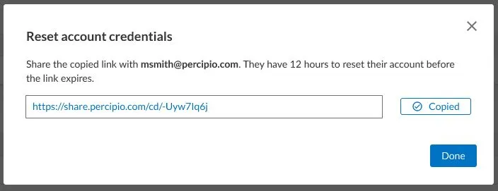 Reset account credentials field
