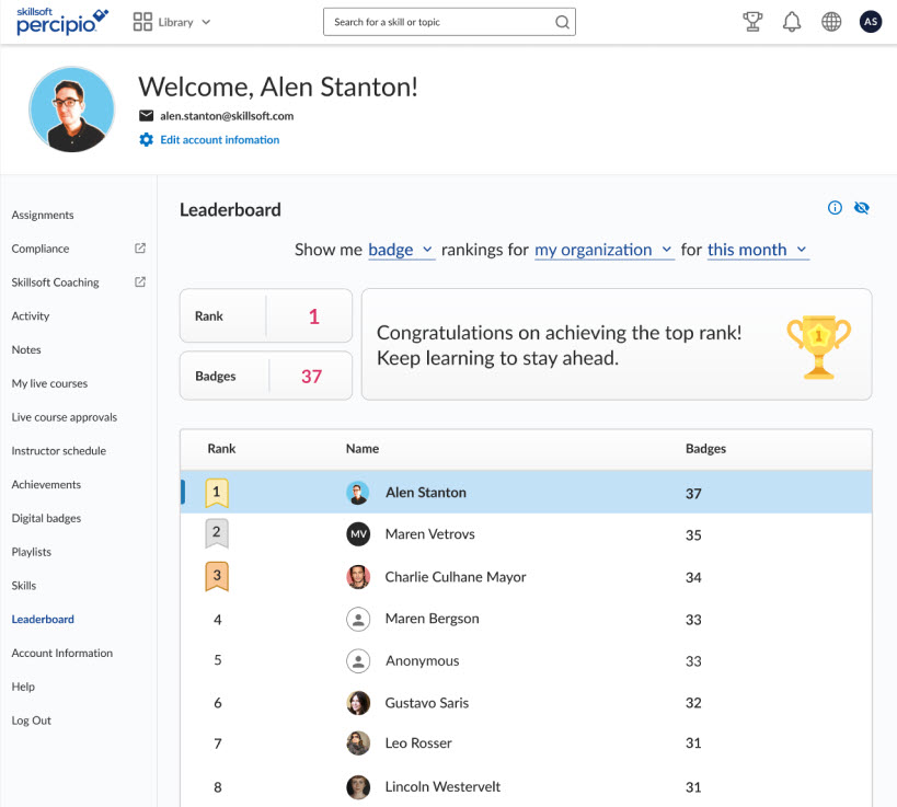 Leaderboard page.