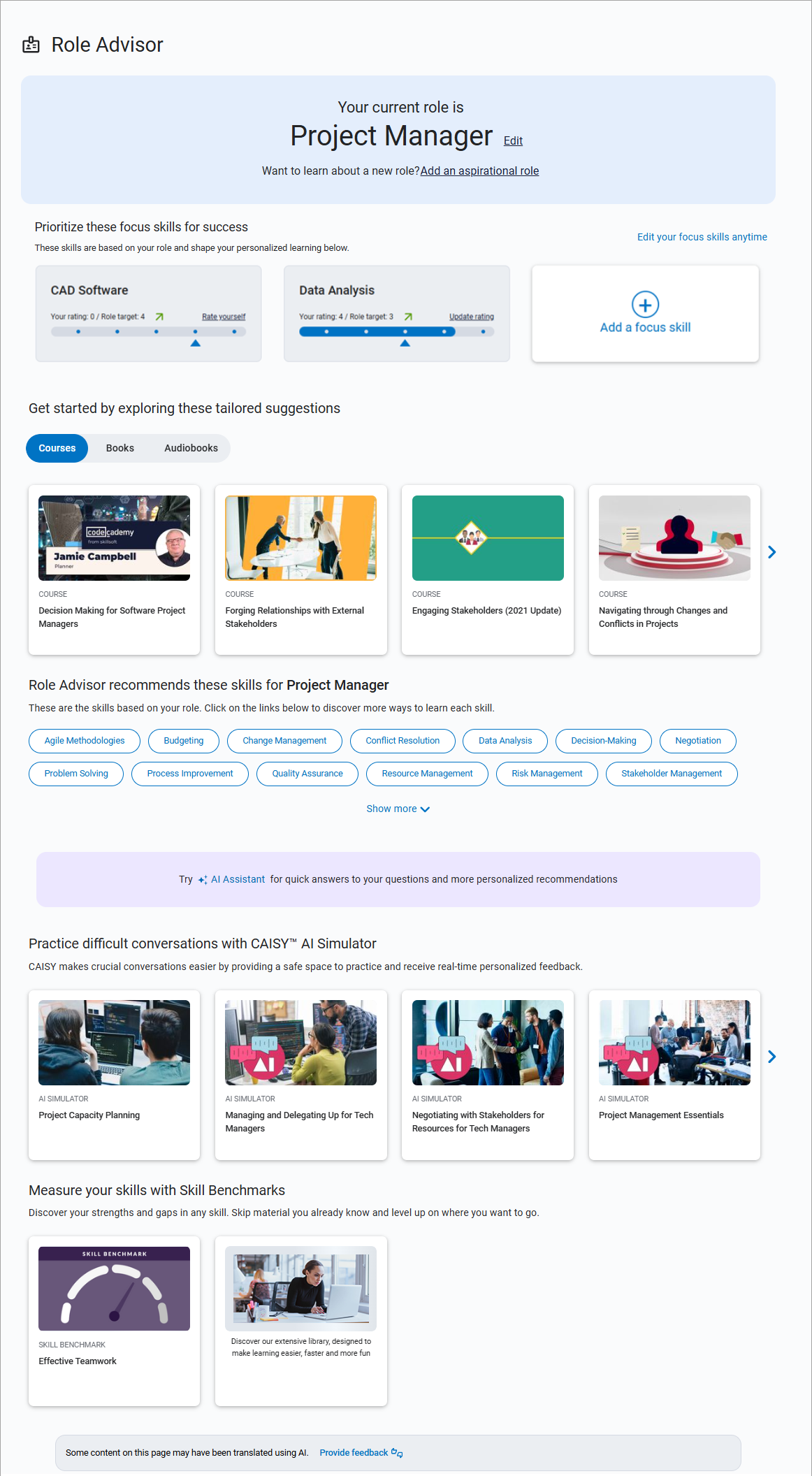 role advisor page