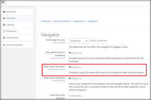 Show course full names setting