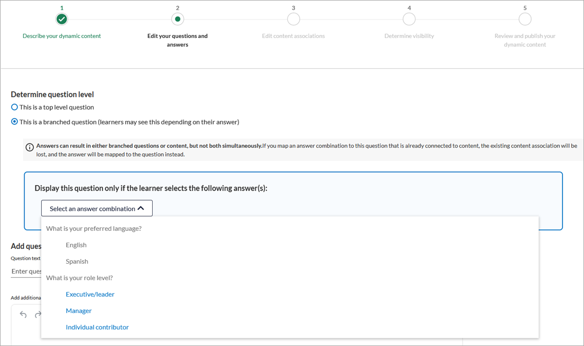 determine question level field