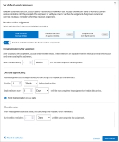 Set default email reminders page. Option to set default reminders for short, medium and long duration assignments.