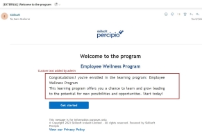 Program welcome email