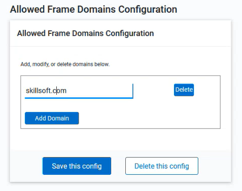 allowed frame domains configuration page