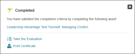 Track Home Page - Completion Status dialog box