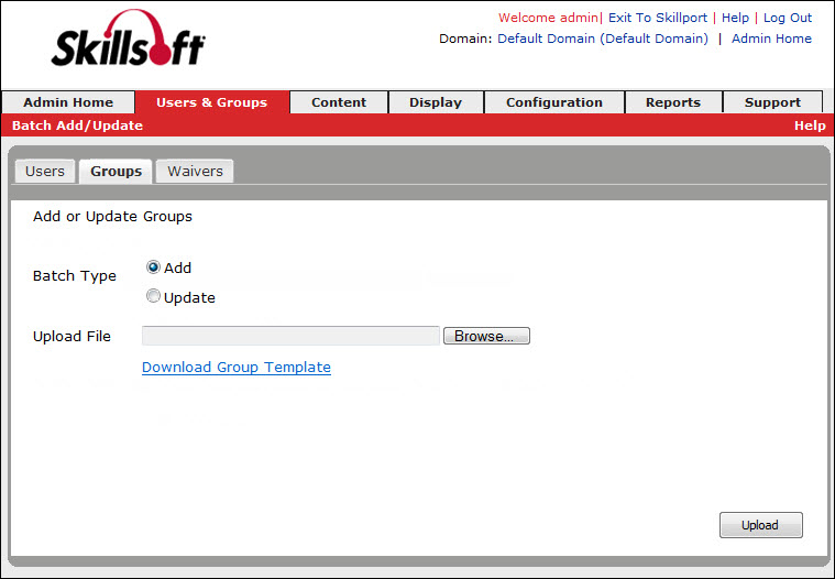 Batch Add Groups in Skillport Administrator