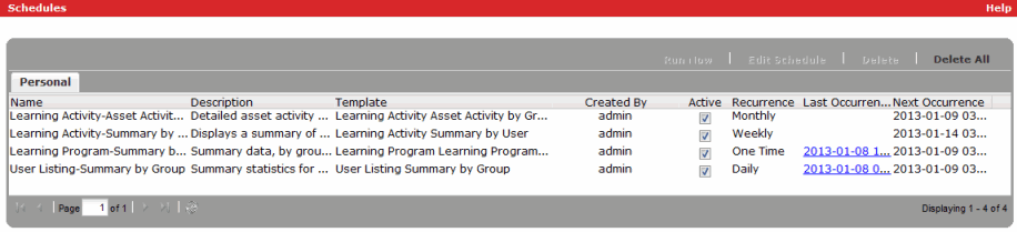 Schedules Tab With Schedules