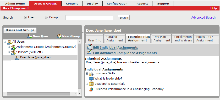 Skillport Administrator content example