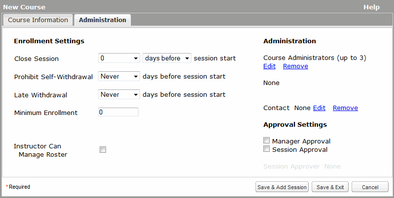 ILT Administration Details tab