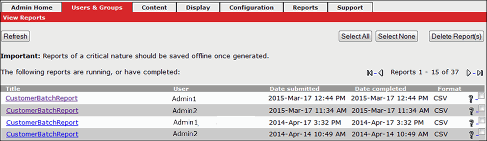 Completed Batch Reports