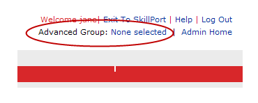 Advanced group selector link in the upper-right corner of the page