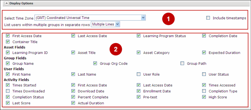 Reporting Display Options