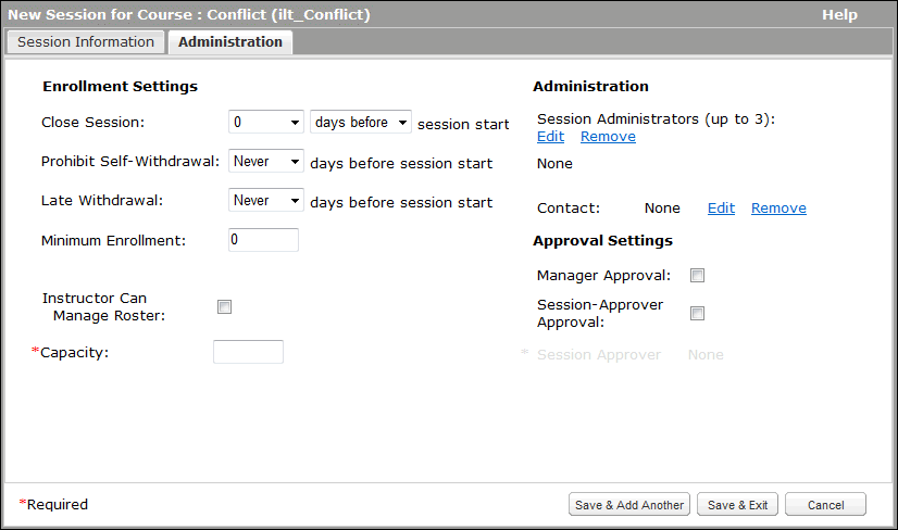 New Session Administration