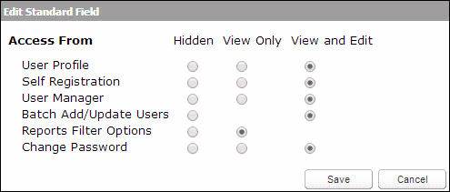 Edit Standard User Profile Field