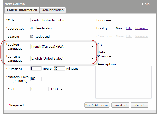 New Language Fields in ILT