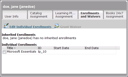 Edit an individual user's enrollments