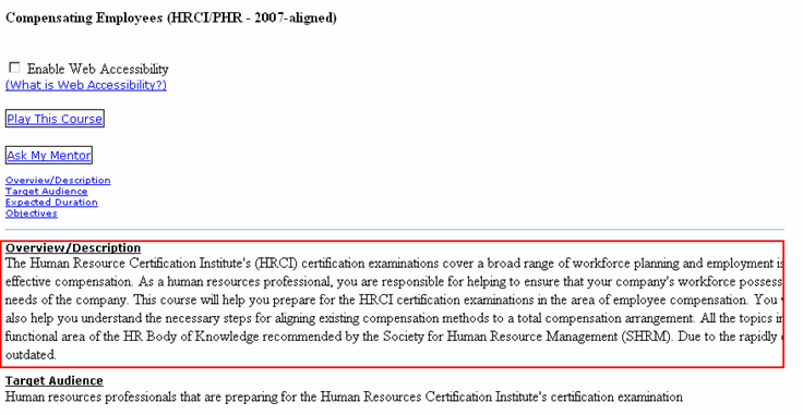 OLSA course descriptions