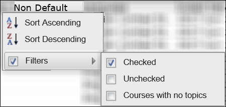 Course Specific Behavoir Column with Filters Checked