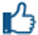 White thumbs up with blue outline
