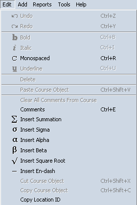 edit menu