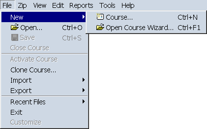 New Course Wizard