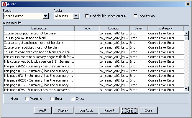 Audit Complete window