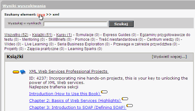 Zawezone wyniki wyszukiwania przy uzyciu panelu SEARCH&LEARN
