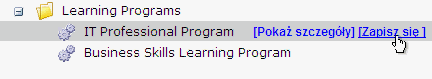Lacze Zapisz sie, umozliwiajace zapisanie sie i poproszenie o zgode na zapisanie sie do programu nauczania lub LLC
